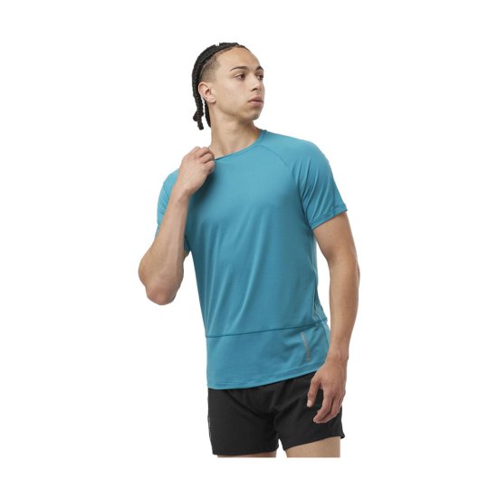 SALOMON - T-SHIRT MANCHES COURTES CROSS RUN HOMME BLEU