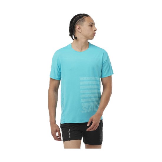 SALOMON - T-SHIRT SENSE AERO GFX HOMME BLEU