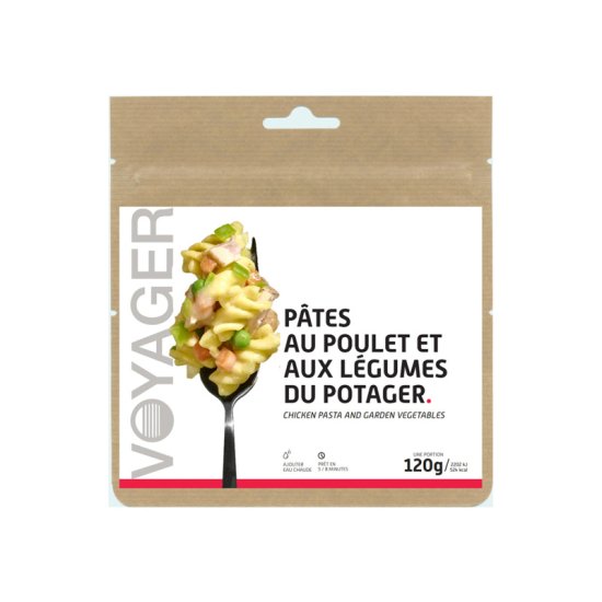 VOYAGER - REPAS LYOPHILISÉ - PÂTES AU POULET ET LEGUMES DU POTAGER