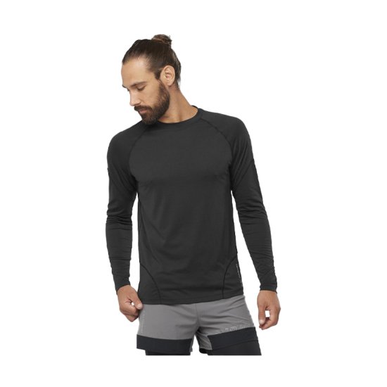 SALOMON - T-SHIRT A MANICHE LUNGHE CROSS RUN UOMO NERO