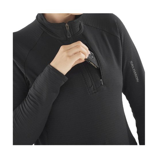 SALOMON - POLAIRE ESSENTIAL WARM DEMI-ZIP NOIRE FEMME