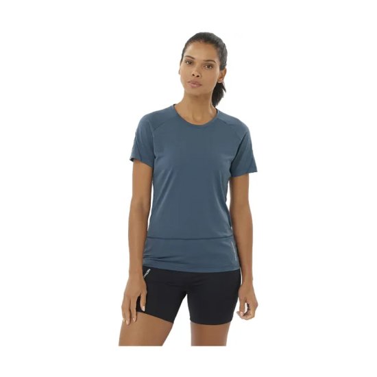 SALOMON - T-SHIRT CROSS RUN FEMME BLEU FONCÉ
