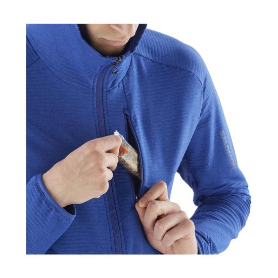 SALOMON - FELPA CON CAPPUCCIO ESSENZIALE CALDO LEGGERO UOMO BLU