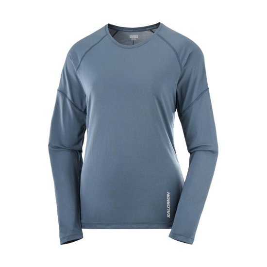 SALOMON - T-SHIRT MANCHES LONGUES CROSS RUN FEMME BLEU