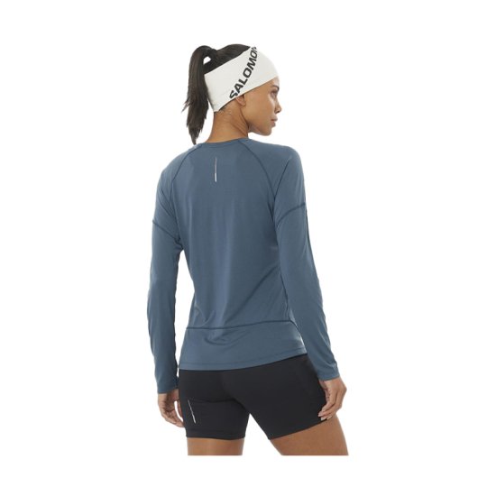 SALOMON - T-SHIRT MANCHES LONGUES CROSS RUN FEMME BLEU