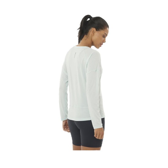 SALOMON - T-SHIRT MANCHES LONGUES CROSS RUN FEMME BLEU CLAIR