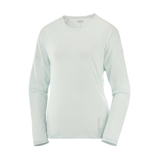 SALOMON - T-SHIRT MANCHES LONGUES CROSS RUN FEMME BLEU CLAIR