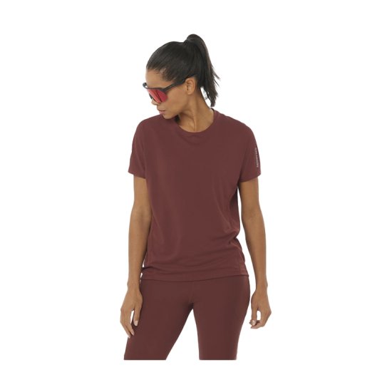 SALOMON - T-SHIRT MANCHES COURTES SENSE AERO FEMME MARRON