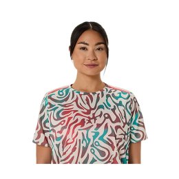 ASICS T-SHIRT À MANCHES COURTES ROAD ALL OVER PRINT FEMME XS 200 / BIRCH