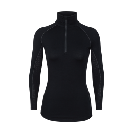 ICEBREAKER SOUS-COUCHE MERINO 200 ZONE DEMI-ZIP FEMME L BLACK