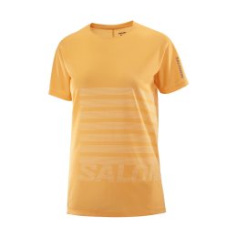 SALOMON T-SHIRT SENSE AERO GFX FEMME M WARM APRICOT/WHITE