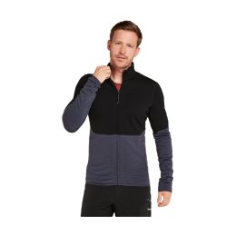 ICEBREAKER POLAIRE MERINO 400 REALFLEECE DESCENDER HOMME M BLACK/GRAPHITE/CB