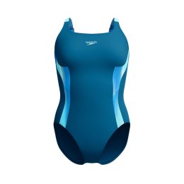 SPEEDO MAILLOT DE BAIN 1 PIÈCE ECO PRINT SPLICE SHAPING FEMME 44 GRNBLU