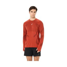 ASICS T-SHIRT ROAD SANS COUTURE MANCHES LONGUE HOMME L 201 / SINGED RED