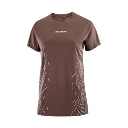 SALOMON T-SHIRT SENSE AERO GFX FEMME L COFFEE BEAN/COSMIC SKY/
