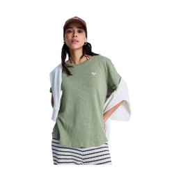 ROXY T-SHIRT OCEANWAVE REGULAR EMBY FEMME L GLD0_OIL GREEN