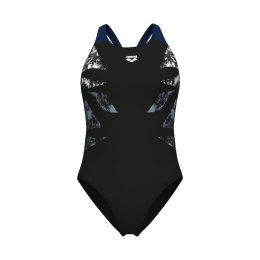 ARENA Maillot de bain Graphic en dos V femme 36 570 / BLACK-NAVY