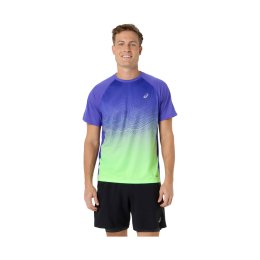 ASICS T-SHIRT ROAD FADE UOMO S 401 / COBALT BURST/ILLUMINATE GREEN