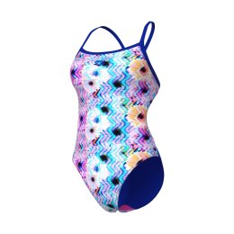 ARENA Maillot de bain Blurred Challenge Back femme 36 590 / WHITE MULTI / NEON BLUE / NEO
