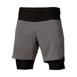 MIZUNO Short 2-en-1 trail multipoche homme S 08/LAVA SMOKE