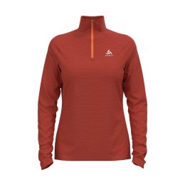 ODLO PULL 1/2 ZIP RUN EASY WARM FEMME XS 30876 - CINNABAR MEL