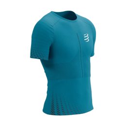 COMPRESSPORT T-SHIRT RACING MANCHES COURTES HOMME XL MOSAIC BLUE/MAGNET