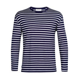 ICEBREAKER T-SHIRT GRANARY MANCHES LONGUES STRIPE HOMME XL MIDNIGHT NAVY/SNOW/S