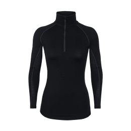 ICEBREAKER SOUS-COUCHE MERINO 200 ZONE DEMI-ZIP FEMME L BLACK