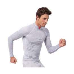 DAMART SOUS-COUCHE ENERGY THERMOLACTYL 3 COL DEMI-ZIP HOMME L/XL GRIS CLAIR BICOLORE