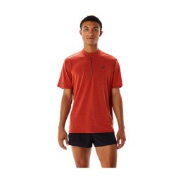 ASICS T-SHIRT MANCHES COURTES METARUN 1/2 ZIP HOMME S 600 / SPICE LATTE