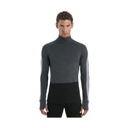 ICEBREAKER SOUS-COUCHE MERINO ZONEKNIT 200 DEMI-ZIP HOMME S JET HTHR/BLK/METRO H