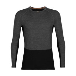 ICEBREAKER SOUS-COUCHE MERINO ZONEKNIT COL ROND 200 HOMME S JET HTHR/BLK/METRO H