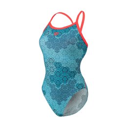 ARENA MAILLOT DE BAIN CAMO KIKKO SWIMS FEMME 40 480 / FLUO RED-WATER