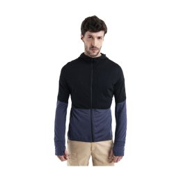 ICEBREAKER VESTE MERINO 200 REALFLEECE DESCENDER HOMME M BLACK/GRAPHITE/CB