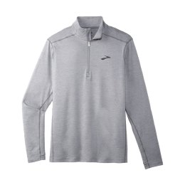 BROOKS T-SHIRT MANCHES LONGUES DASH 1/2 ZIP 2.0 HOMME S 35 - HTR STONE