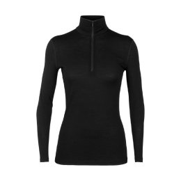 ICEBREAKER SOUS-COUCHE MERINO 200 OASIS DEMI-ZIP FEMME S BLACK