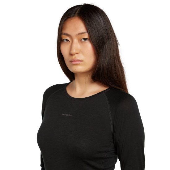 Haut Thermique Femme Icebreaker Merino 200, Manches Longues, Noir/Violet, Taille XS