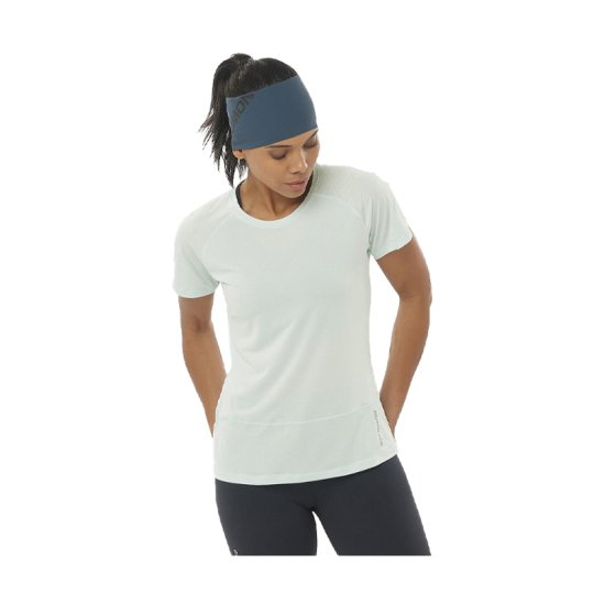 SALOMON - T-SHIRT MANCHES COURTES CROSS RUN FEMME VERT CLAIR