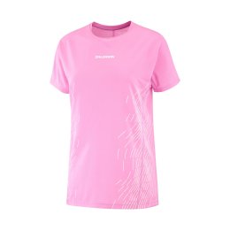 SALOMON T-SHIRT SENSE AERO GFX FEMME L CYCLAMEN / WHISPER WHITE