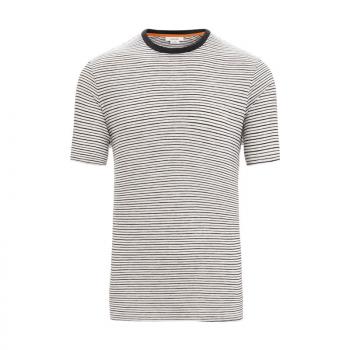 T-SHIRT MANCHES COURTES MERINOS ET LIN RAYURES HOMME